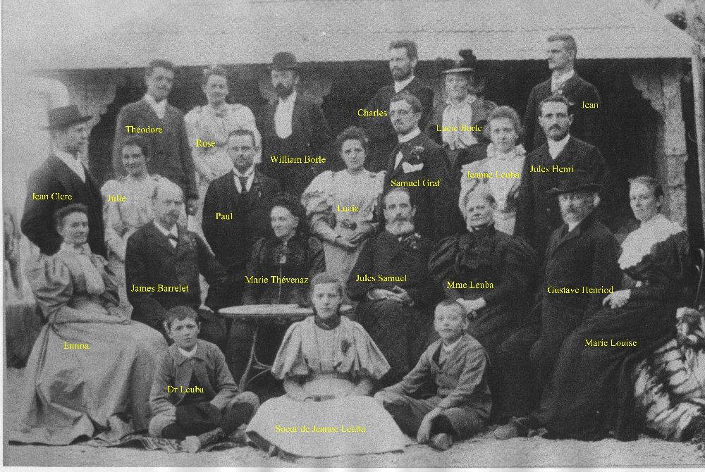 La famille de Jules-Samuel Jéquier avec, à droite, les parents de Jaques Henriod